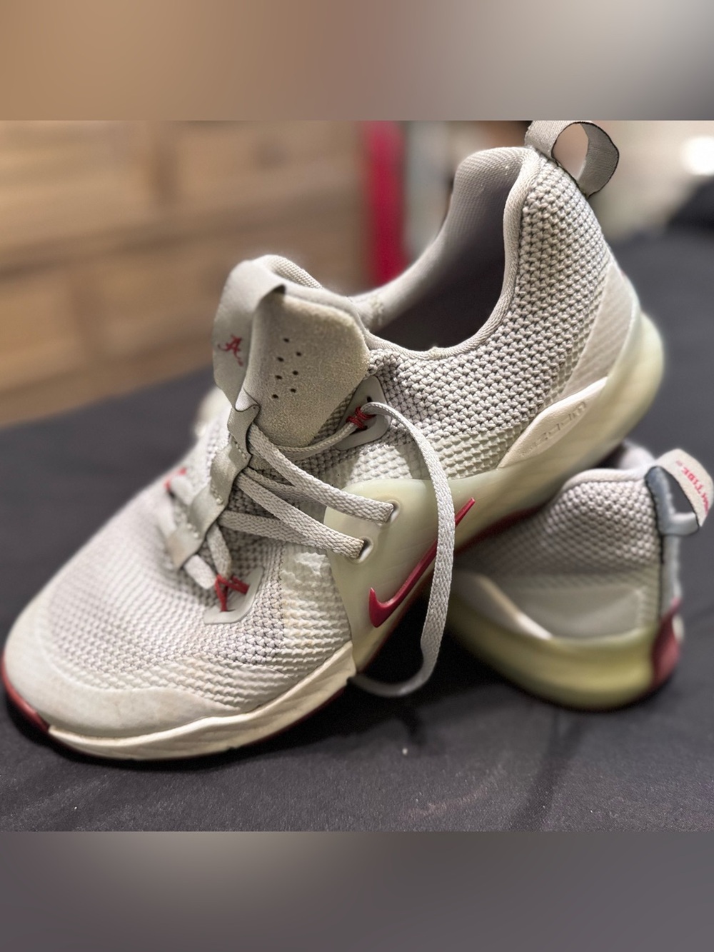 Nike Light Gray and Crimson Women's University of Alabama Sneakers